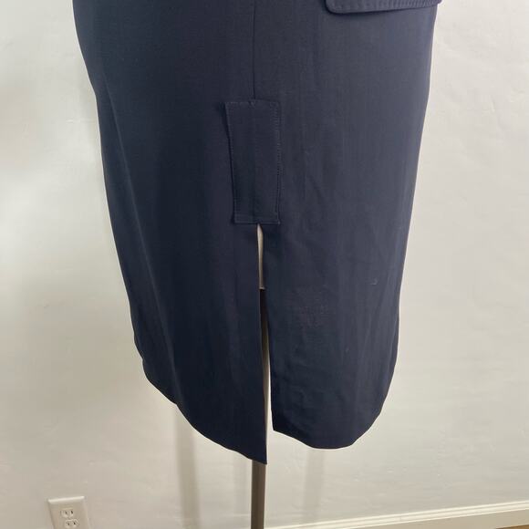 MaxMara Longline Coat Navy Blue Wool Blazer Classic Career Minimalist Size 12 - Picture 5 of 16